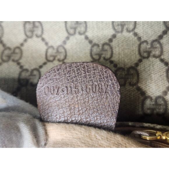 Gucci GG Monogram Supreme Crossbody Bag Brown Leather Trim Vintage - Picture 12 of 16